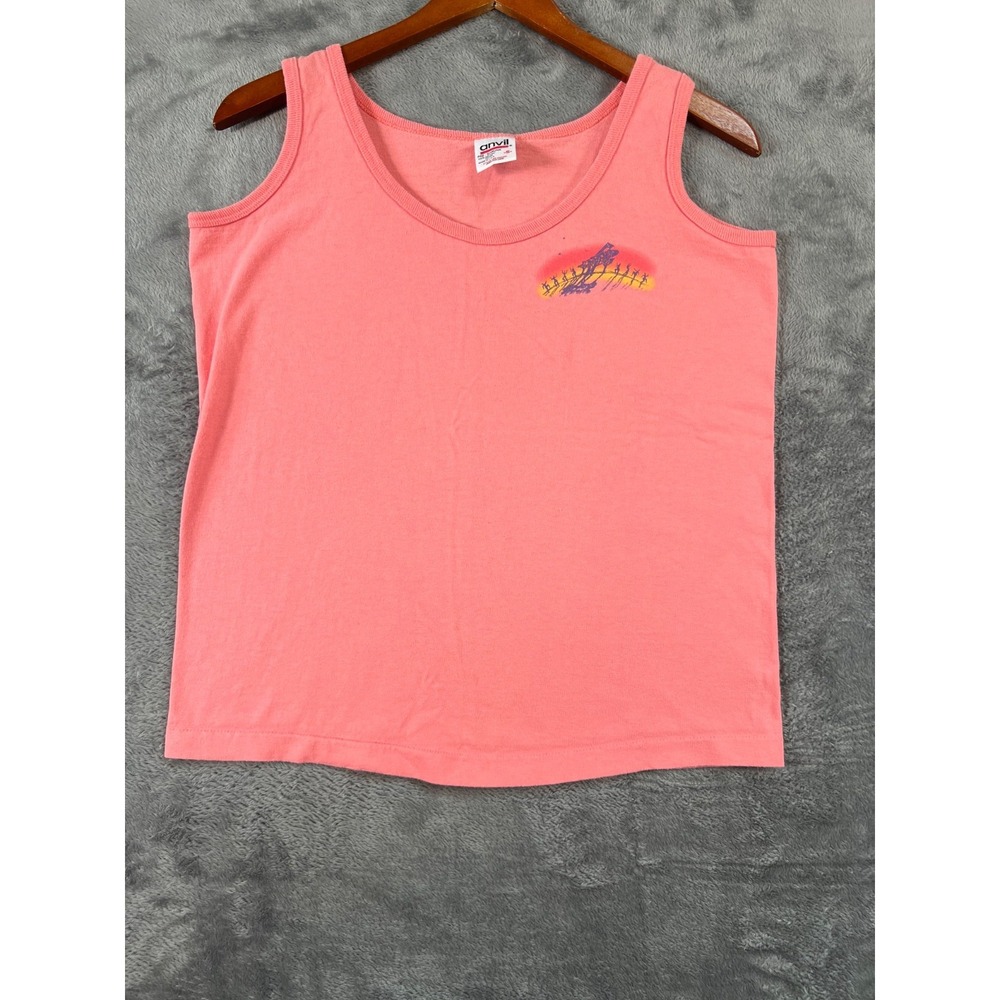 Vintage Tank Top Graphic Tee Single Stitch Mens Size Small Pink Y2K